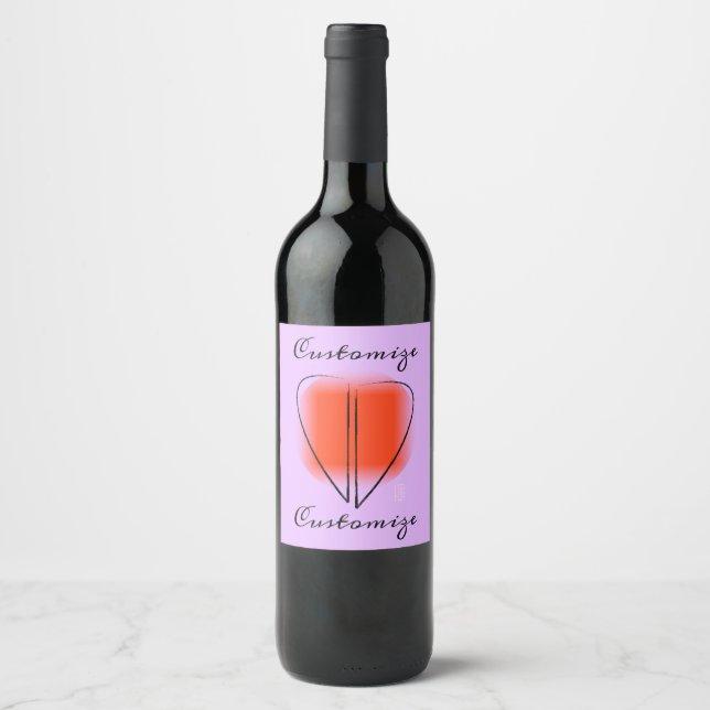 Rótulo de Vinho Personalizado do Coração de Arte M (Frente)