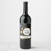 Rótulo de Vinho Personalizado do feliz ano novo