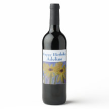 Rótulo de Vinho Personalizado dos Girassóis Amarel