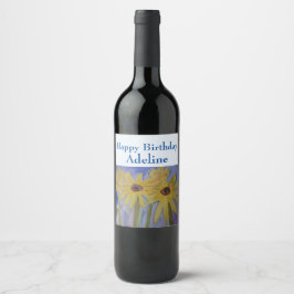 Rótulo de Vinho Personalizado dos Girassóis Amarel