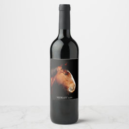 Rótulo de Vinho Personalizado Elegante De Cavalo D