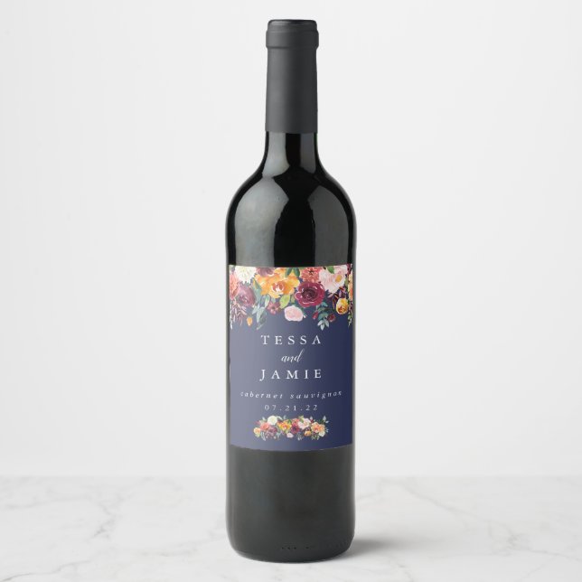 Rótulo de Vinho Personalizado Floral da Paprika Bu (Frente)