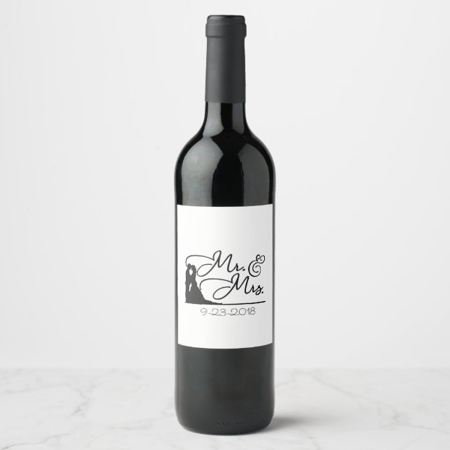 Rótulo de vinho personalizado para o Sr e Sra (Frente)