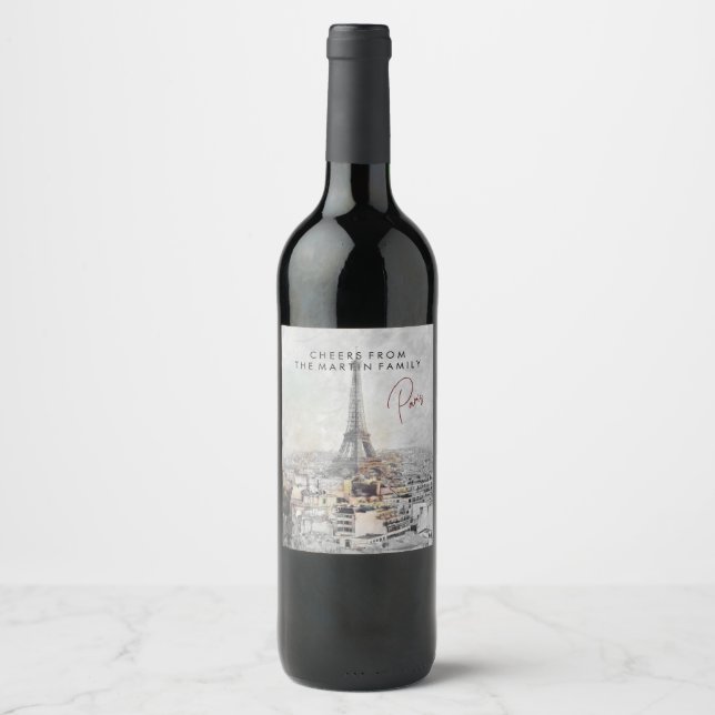 Rótulo de Vinho Personalizado Torre Eiffel Paris P (Frente)