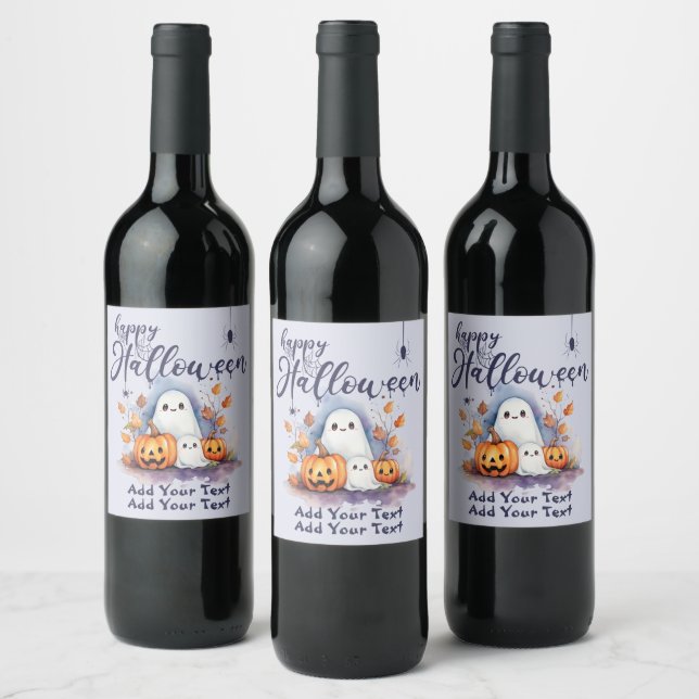 Rótulo de Vinho Personalizável da Abóbora do Hallo (Garrafas)