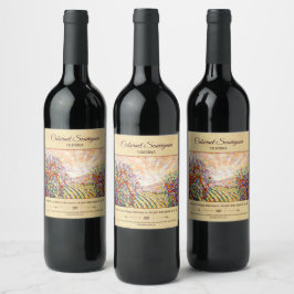 Rótulo de vinho personalizável "Vineyard Sunset"
