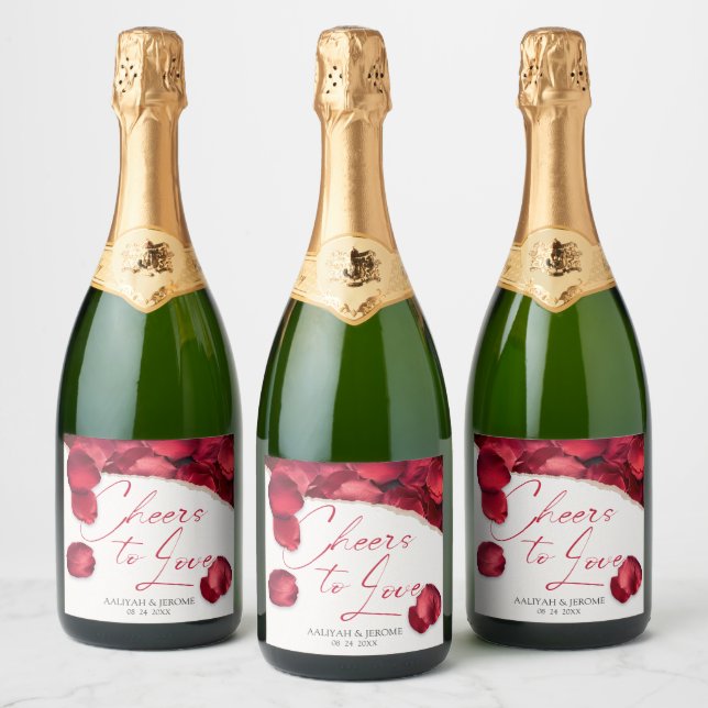 Rótulo de Vinho Pétalas de Rosa Casamento (Garrafas)