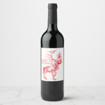 Rótulo de vinho Reindeer Toile de Jouy