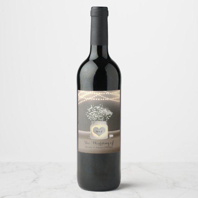 Rótulo de Vinho Respiratório de Mason Jar e Bebê (Frente)