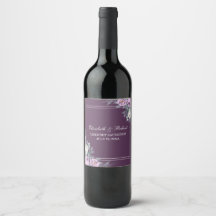 Rótulo de Vinho Roxo Elegante Russo e Pêonias Lilá