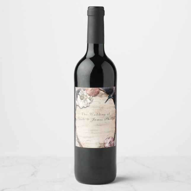 Rótulo de Vinho Russo Brancinho Floral & Hummingbi (Frente)