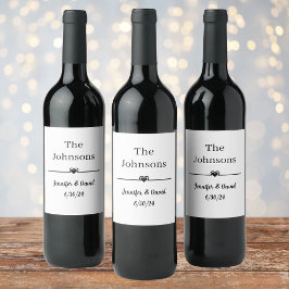 Rótulo de Vinho Simples de Casamento Moderno e Min