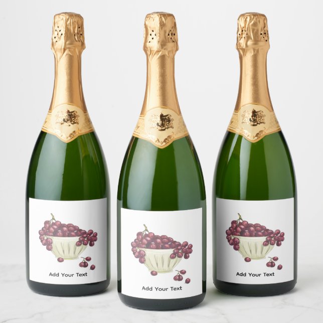 Rótulo de Vinho Taça de Uvas (Garrafas)