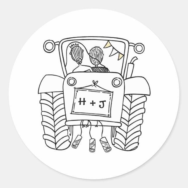 Rótulo do adesivo do trator de casamentos (Frente)