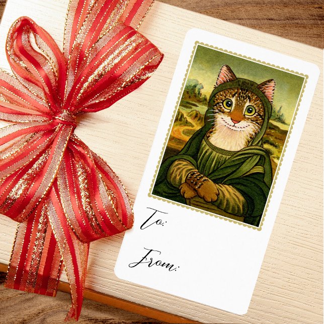 Rótulo do adesivo Mona Lisa Cat Gift (Criador carregado)