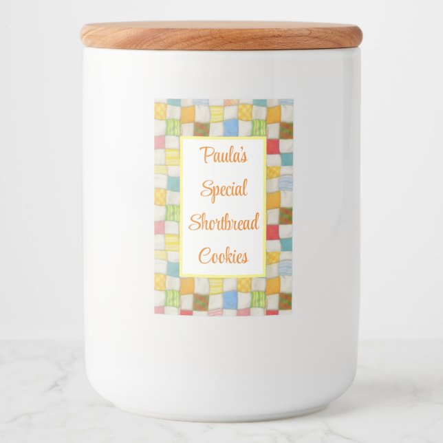 Rótulo do contêiner da Comida CRAZY QUILT 2"X3" (V (Frente)