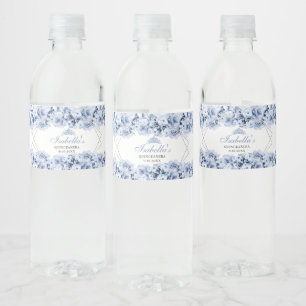 Rótulo do Frasco de Água com Quinceanera Azul Dust