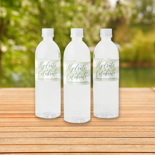 Rótulo do Frasco de Água Personalizado da CAMP (Camp Bach Rustic water bottle label with custom text – perfect for glamping bachelorette weekends.)