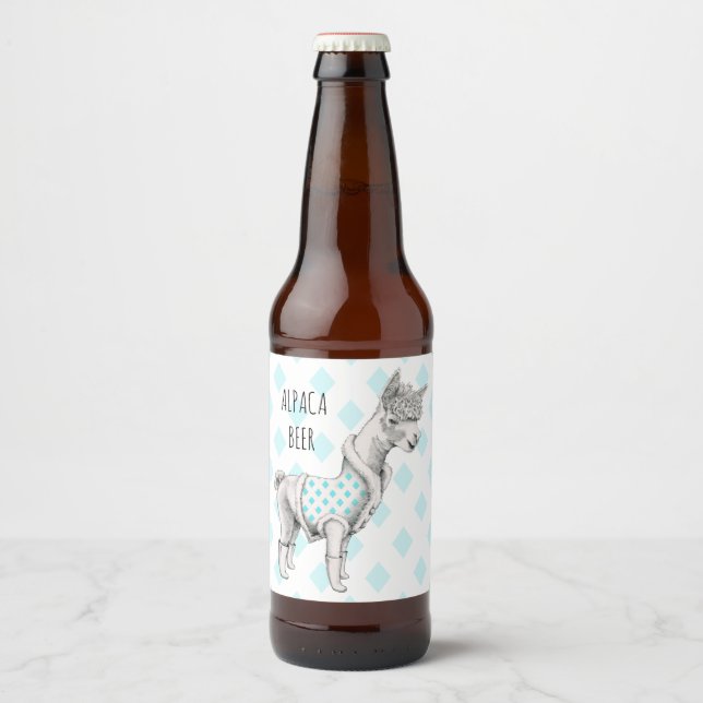 Rótulo do Frasco de Cerveja Alpaca (4" x 3,5") (Frente)
