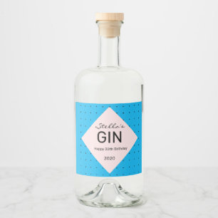 Rótulo do frasco de gin personalizado azul-elegant