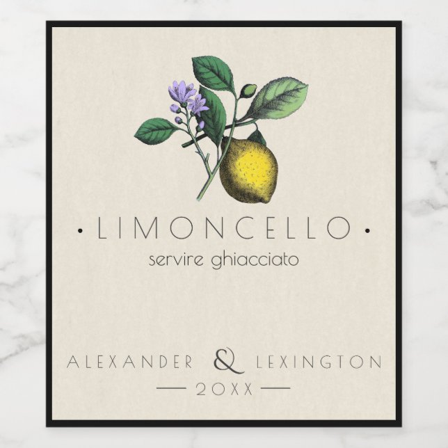 Rótulo do frasco de Limoncello | (Rótulo Único)
