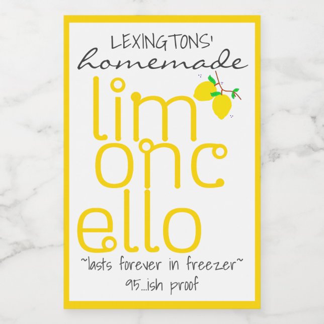 Rótulo do Frasco de Limoncello artesanal | (Rótulo Único)