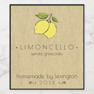Rótulo Do Frasco De Limoncello Com Desenho De Limõ