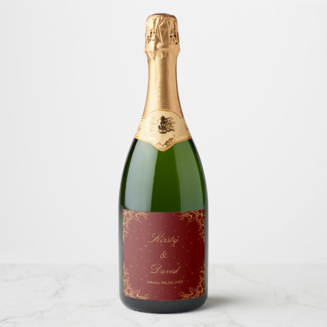 Rótulo do frasco de vinho Dourado com Ornamentado (Frente)