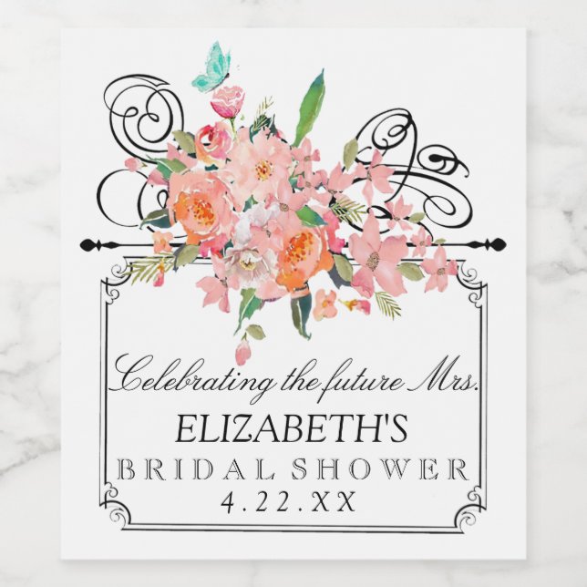 Rótulo do frasco do Vinho do Chá de panela Floral  (Rótulo Único)