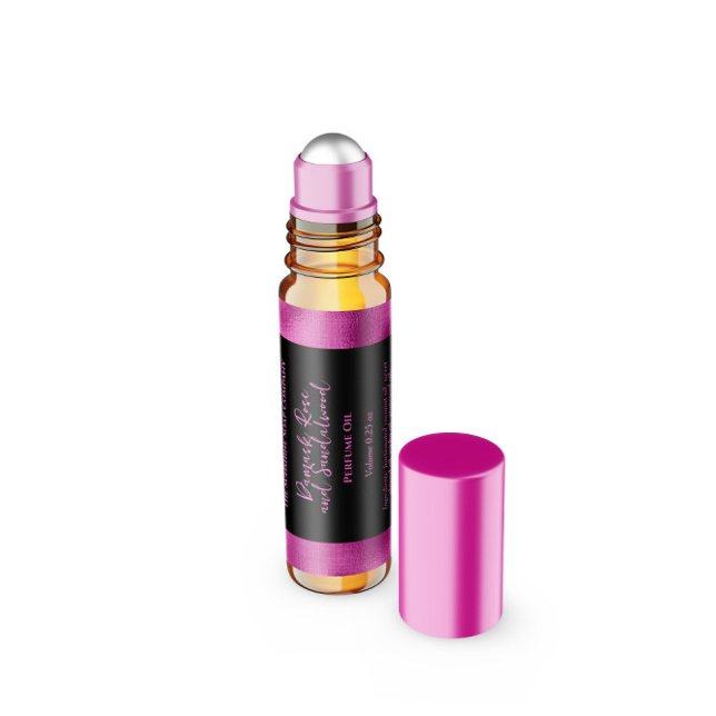 Rótulo do rolo de perfume preto e fuchsia (Criador carregado)
