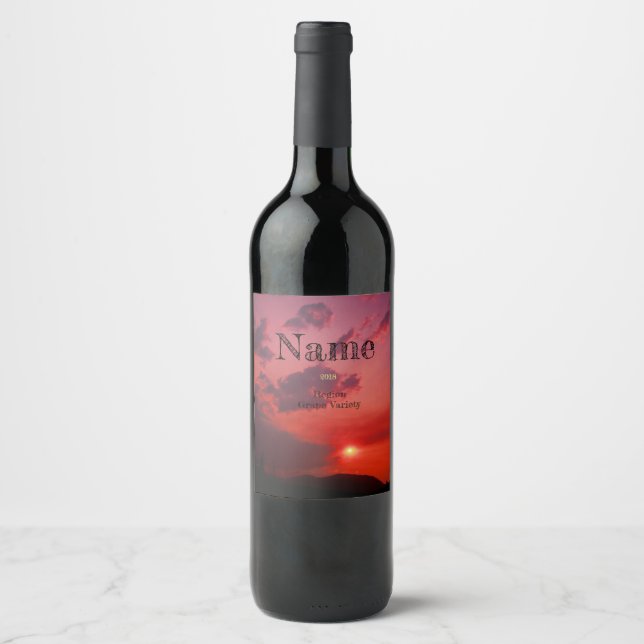 Rótulo do Sol Vermelho e do Vinho Personalizado (Frente)