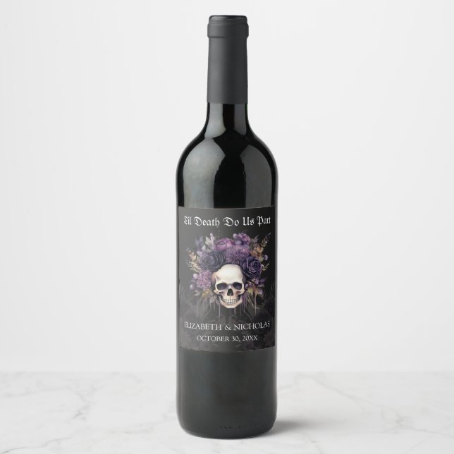 Rótulo do Vinho de Casamento de Halloween de Flora (Frente)
