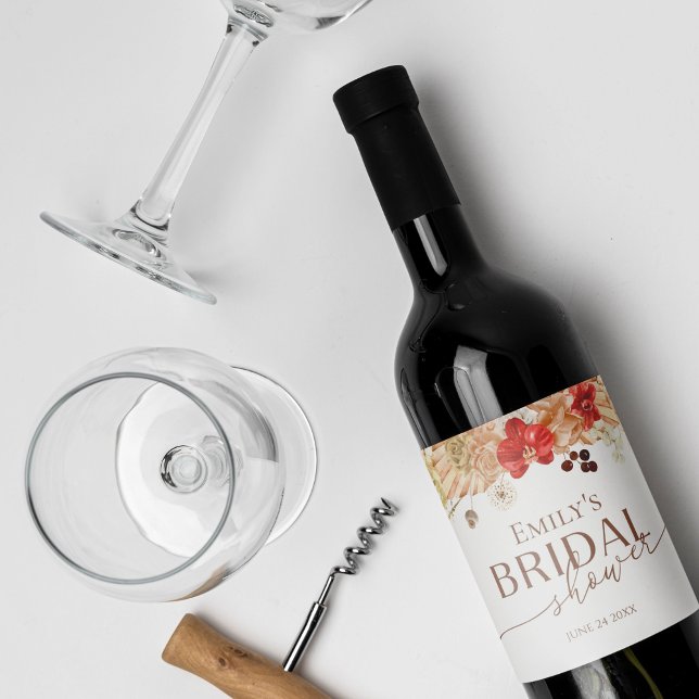 Rótulo do Vinho Floral de Chá de panela Terracotta (Criador carregado)