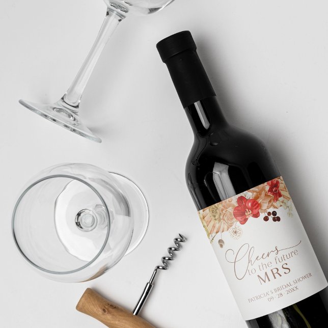 Rótulo do Vinho Floral de Chá de panela Terracotta (Criador carregado)