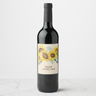 RÓTULO DO VINHO - girassol floral do boho