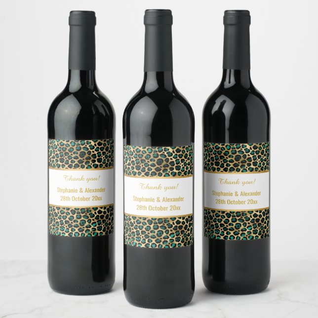 RÓTULO DO VINHO PERSONALIZADO 2 VERDE DOURADO LEOP (Garrafas)