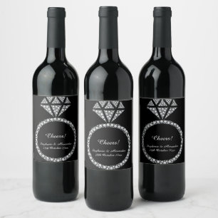 RÓTULO DO VINHO PERSONALIZADO DO ANEL DIAMOND BLAC