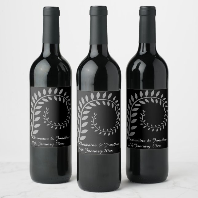 RÓTULO DO VINHO PERSONALIZÁVEL DE PRATA BOTÂNICA N (Garrafas)