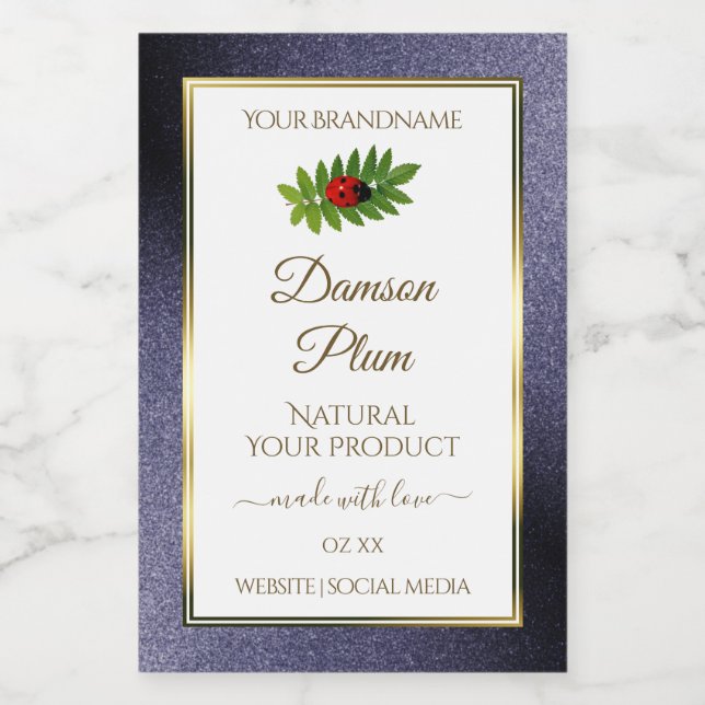 Rótulo Dourado do produto  brilhante Azul Escuro L (Rótulo Único)