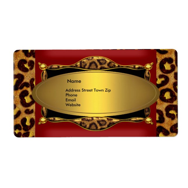 Rótulo Endereço 2 Leopardo Preto Etiqueta Dourada (Frente)