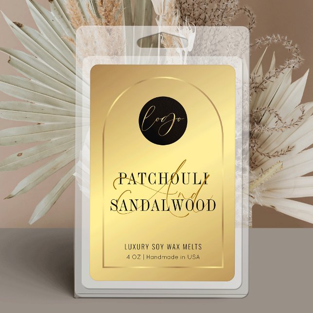 Rótulo impermeável de derretimento de cera de soja (Elegant gold effect rectangle product labels, great  for wax melts, candles, bath products and more)