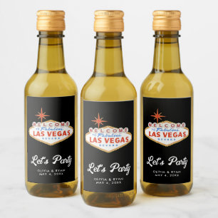 Rótulo Mini Vinho de Casamento Moderno de Las Vega