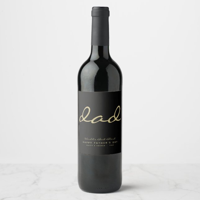 Rótulo Mínimo de Vinho Preto e Dourado Personaliza (Frente)