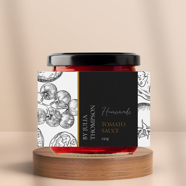 Rótulo moderno de molho de tomate caseiro (Criador carregado)