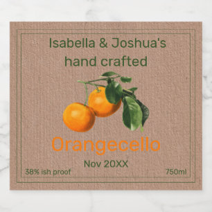 rótulo Orangecello em papel colorido Kraft
