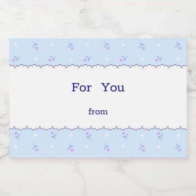 RÓTULO PARA COMIDA 文字　カスタム　野ばら＆リボン（ブルー）    フードラベル (Rótulo Único)