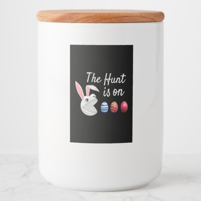 Rótulo Para Comida A caça é na Caça do Ovo Coelho da Páscoa (Frente)