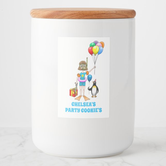 Rótulo Para Comida A moça de mergulho e o pinguim (Frente)