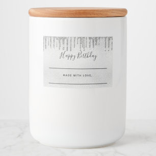 Rótulo Para Comida A relva de prata de aniversário goteja metal case