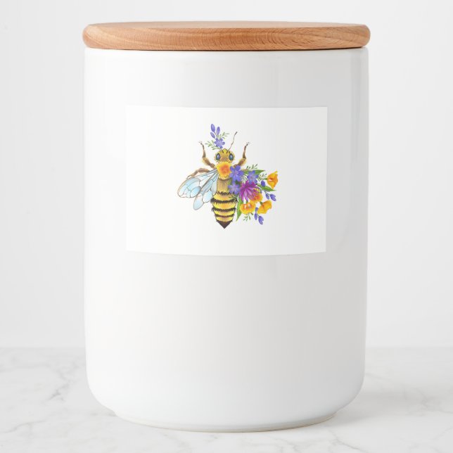 Rótulo Para Comida Abeja flor com plantas silvestres (Frente)